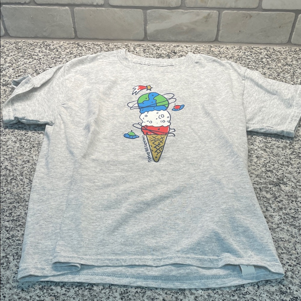 Gray Kids T-Shirt with Ice Cream Planet Design